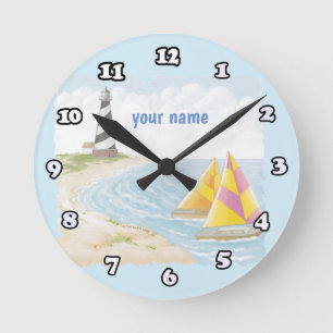 Light One Lighthouse Round Clock