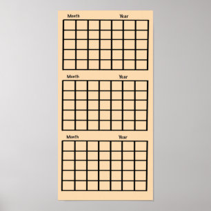 Light Orange 3 Month Calendar Poster