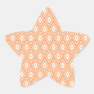 Light Orange and White Diamonds Star Sticker