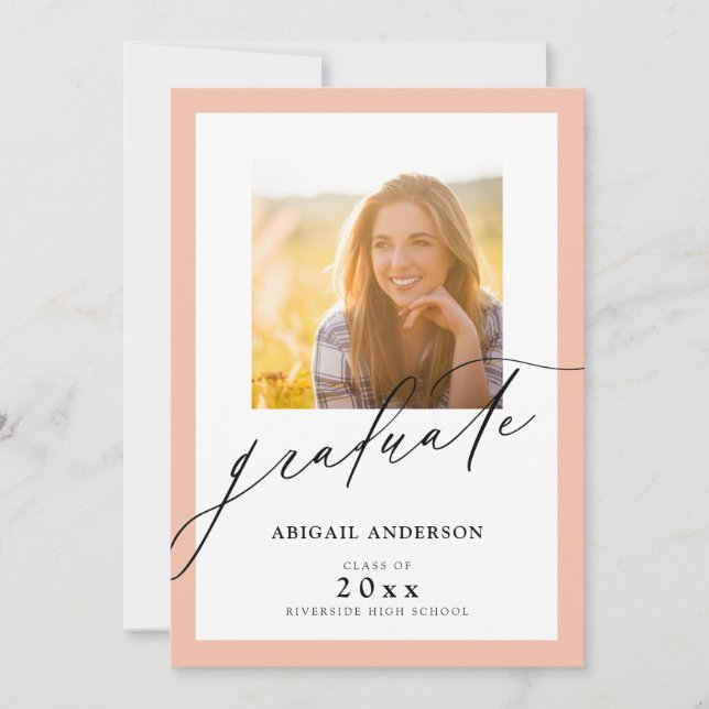 Light Orange Elegant Script 2 Photo Graduation (Front)