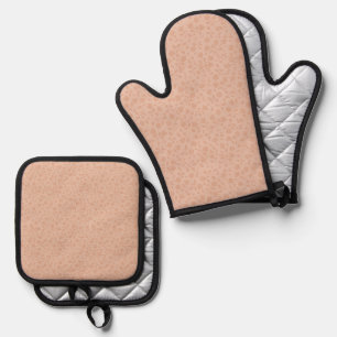 Light Orange Floral Oven Mitt & Pot Holder Set