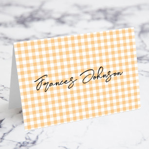 Light Orange Gingham Individual Name Place Cards