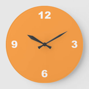 Light Orange Large White Numbers Clock