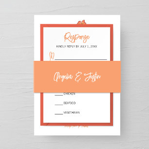 Light Orange Minimalist Wedding Invitation Belly Band