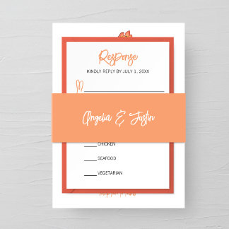 Light Orange Minimalist Wedding Invitation Belly Band