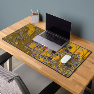 Light Orange PCB Circuit Board Design for IT Pros Desk Mat