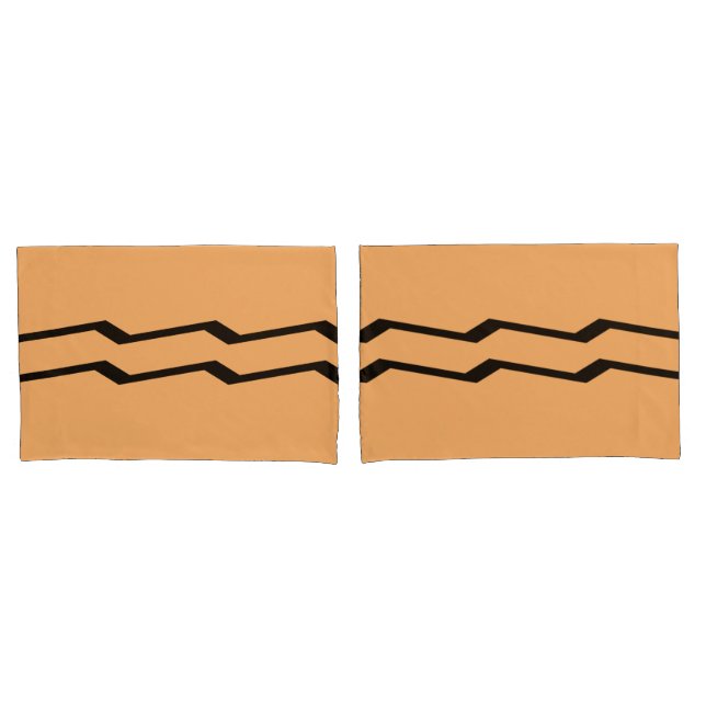 Light Orange Pillowcase Set with Geometric Water (Front-Set)
