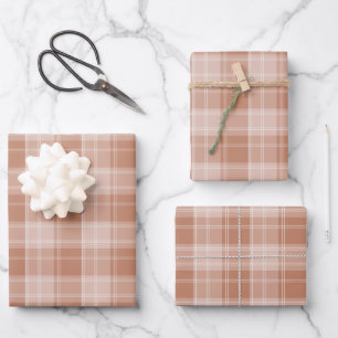 Light Orange Plaid Pattern Wrapping Paper Sheet