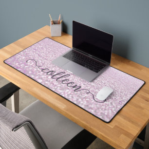Light Orchid Snow Crystals Desk Mat