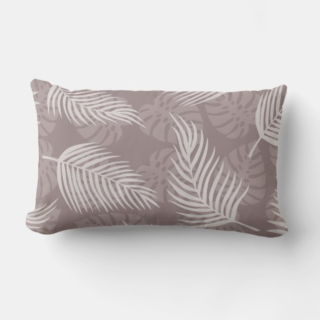 Light Palm Leaves Lumbar Pillow (Front)