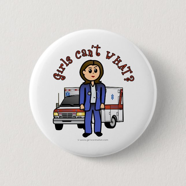 Light Paramedic Girl 6 Cm Round Badge (Front)
