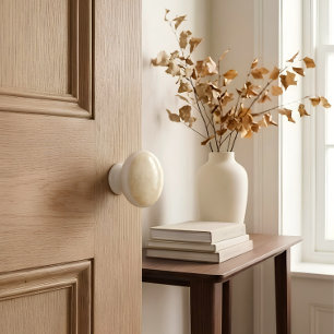 Light Parchment Ceramic Cabinet Drawer Knob
