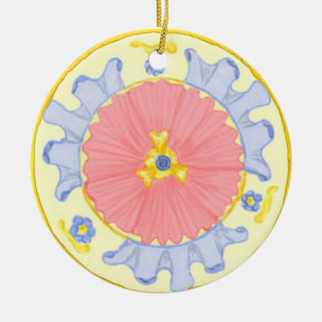 Light Passion Floral Mediterranean Round Ornament (Front)