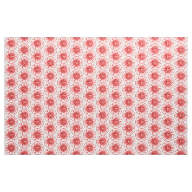 Light Passion Pink Floral Medallion Plate Fabric (Yard)