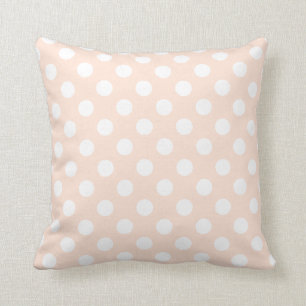 Light Pastel Apricot Color And Big Polka Dots Cushion