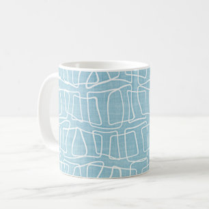 Light Pastel Blue Modern Round Squares Pattern Coffee Mug