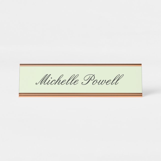 Light Pastel Colour Trendy Script Modern Desk Name Plate (Front)