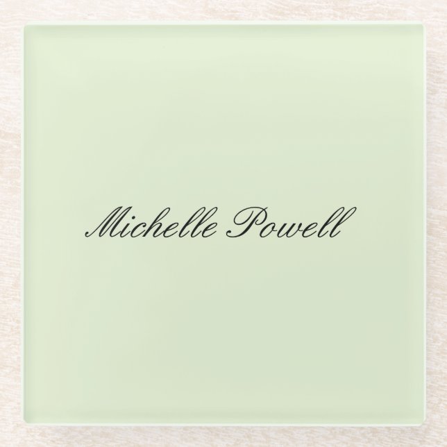Light Pastel Colour Trendy Script Modern Glass Coaster (Front)