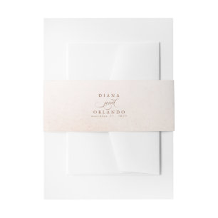 Light Pastel Cream Shades and Elegant Script Invitation Belly Band