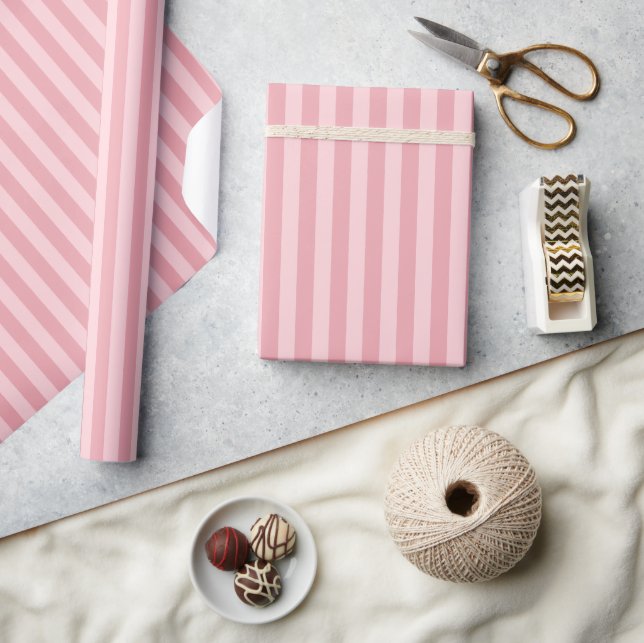 Light Pastel Dusty Rose Blush Pink Ombre Stripes Wrapping Paper (Crafts)