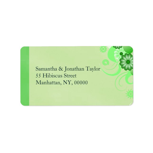 Light Pastel Green Hibiscus Floral Address Labels (Front)
