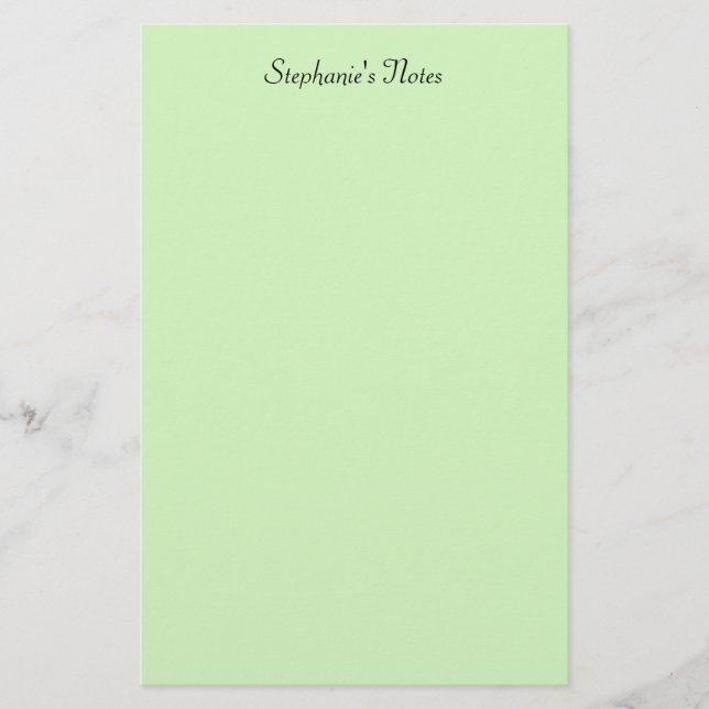 Light Pastel Green Monogram Name Custom Colour  Stationery (Front)