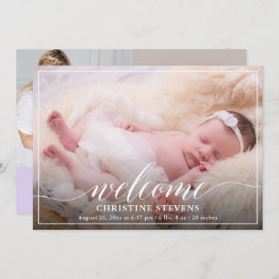 Light Pastel Purple 3 Photo Birth Announcement