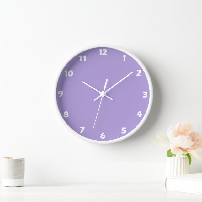 Light Pastel Purple Solid Colour Clock (Home)