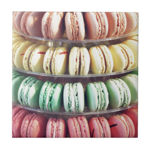 Light Pastel Rainbow French Macaron Cookie Bakery Ceramic Tile