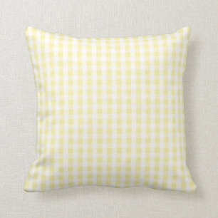 Light Pastel Yellow & White Gingham Pattern Cushion