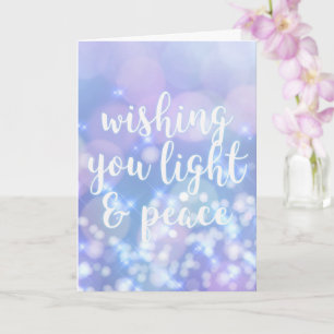 Light & Peace- Blue Sparkles Happy Hanukkah Card