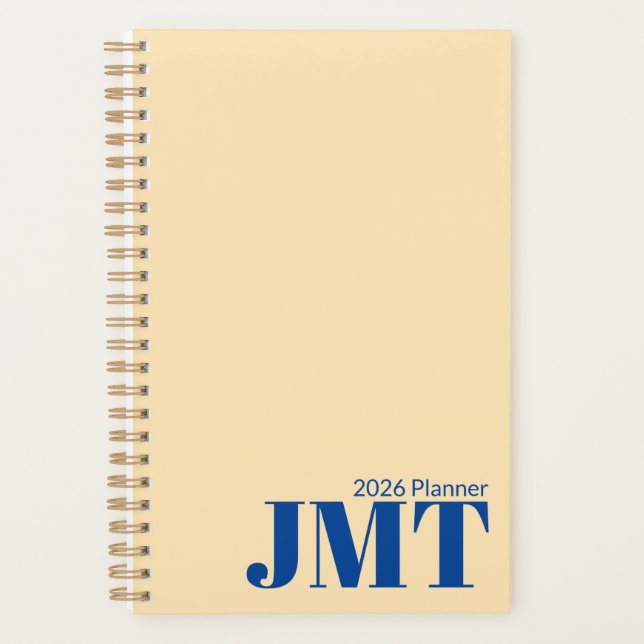 Light Peach and Blue Monogram 2026 Planner (Front)