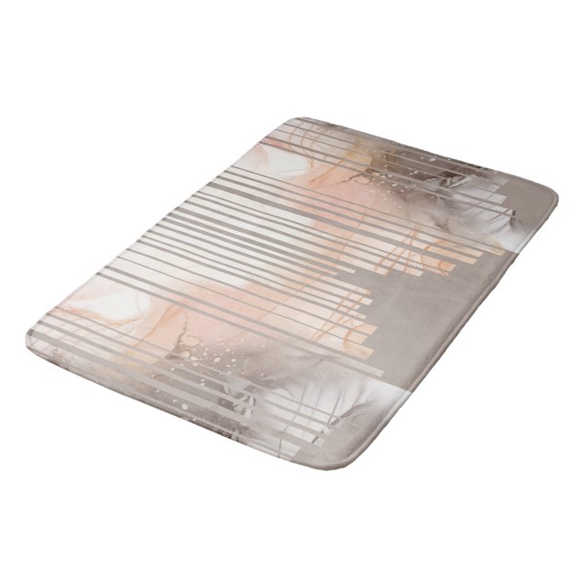Light Peach and Tan Abstract  Bath Mat (Angled)