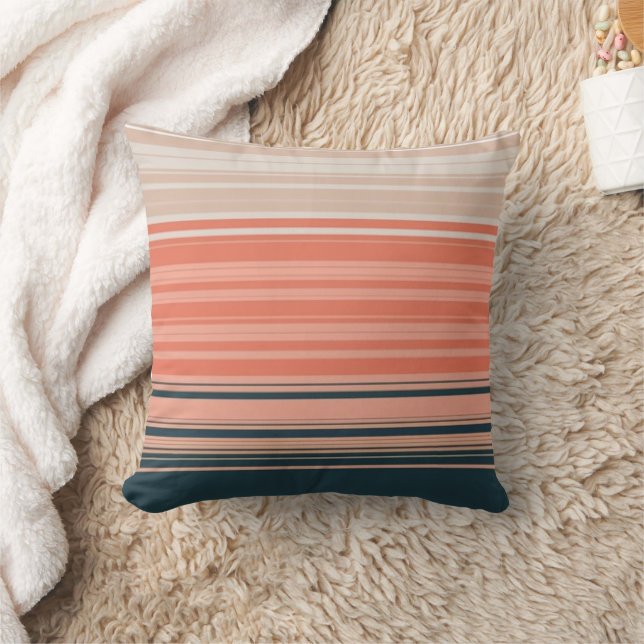Light peach, coral, and orange striped pattern cushion (Blanket)