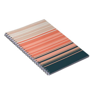 Light peach, coral, and orange striped pattern notebook
