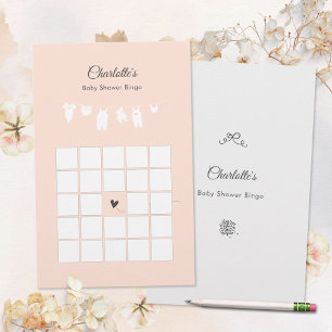 Light Peach Minimalist Baby Girl Shower Bingo Game