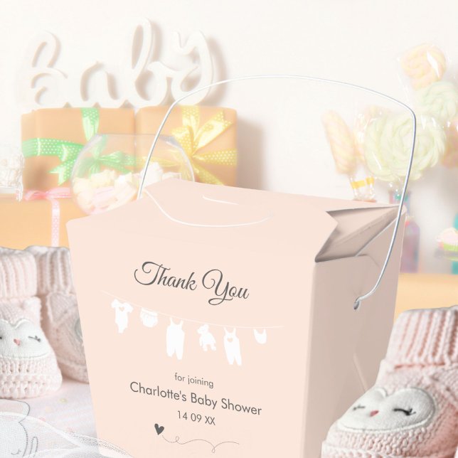 Light Peach Minimalist Baby Girl Shower Favour Box (Light Peach Minimalist Baby Girl Shower Favor Boxes ©Susanne Sachers - Sunny Mind 🌞)