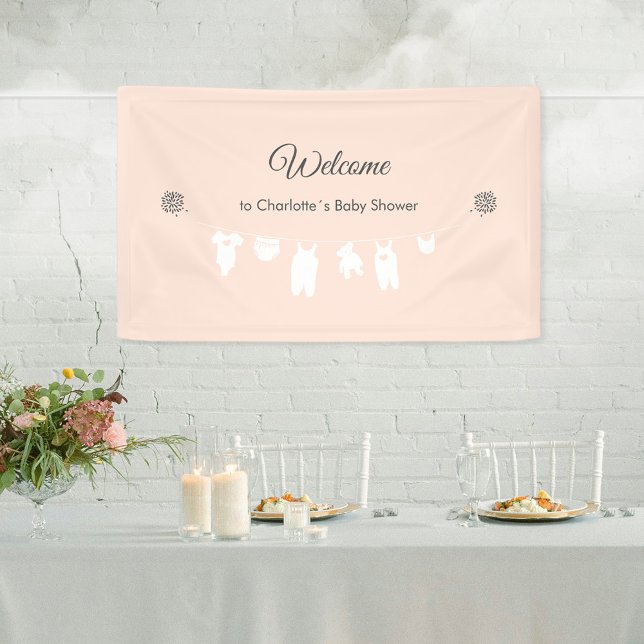 Light Peach Minimalist Baby Girl Shower Welcome Banner (Light Peach Minimalist Baby Girl Shower Welcome Banner ©Susanne Sachers - Sunny Mind Design 🌞)
