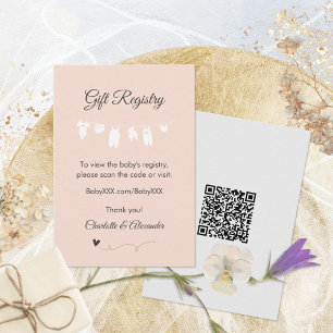 Light Peach Minimalist Baby Shower Gift Registry Enclosure Card