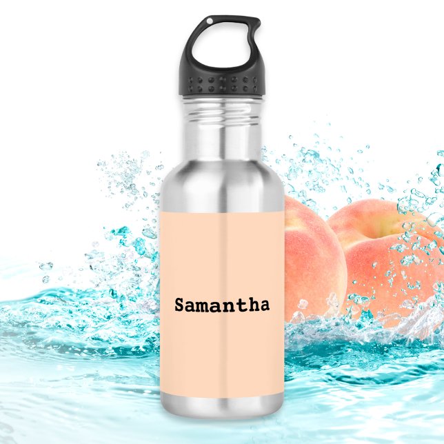 Light Peach Minimalist Simple Personalised Name 532 Ml Water Bottle (Stay hydrated with your own personalized metal water bottle with a simple color block design)