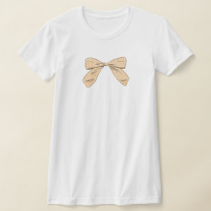Light Peach Plaid Bow Elegant Baby Shower Mum T-Shirt