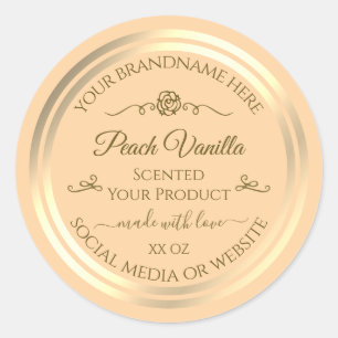 Light Peach Product Label Gold Frame Vintage Rose