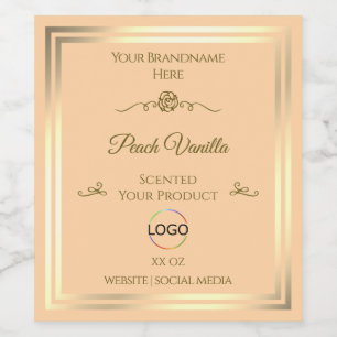 Light Peach Product Label with Gold Frame and Logo