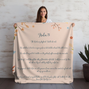 Light Peach Psalm 23, Bible Verse Bohemian  Sherpa Blanket