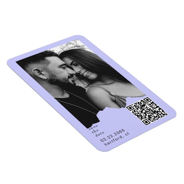 Light Periwinkle Couple Photo QR Code Wedding  Magnet (Right Side)