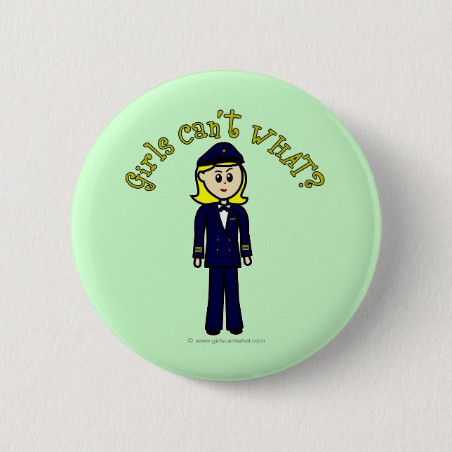 Light Pilot Girl 6 Cm Round Badge (Front)