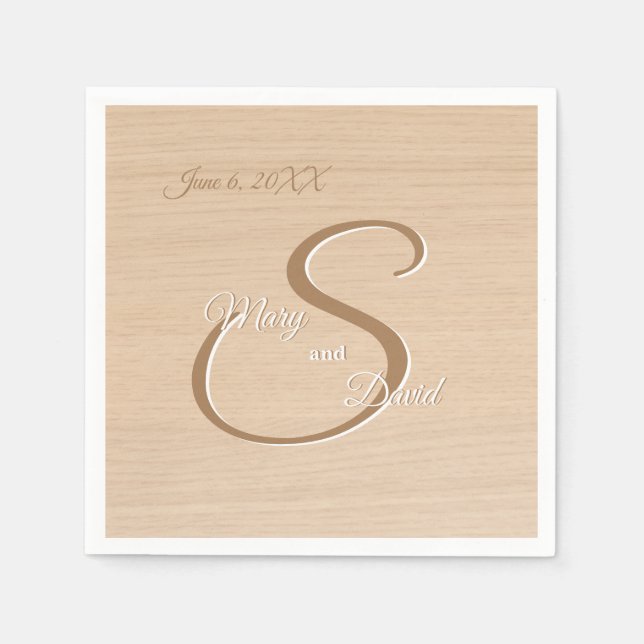 Light Pine Wood Wedding Napkins (Front)