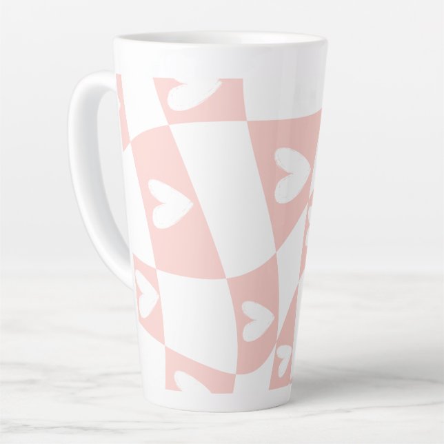 Light Pink Abstract Heart Mug – Minimal Aesthetic  (Left Angle)