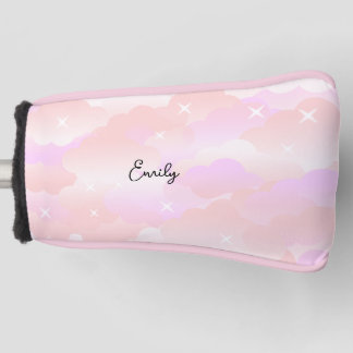 Light Pink Aesthetic fluffy clouds custom name Golf Head Cover