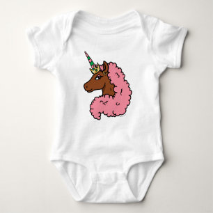 Light Pink Afro Unicorn Baby Bodysuit